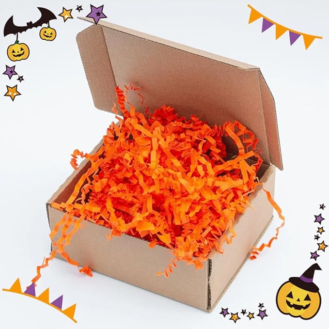 Shredder Paper For Packing, Dark Orange Colour (Pack Of 500 Gram)