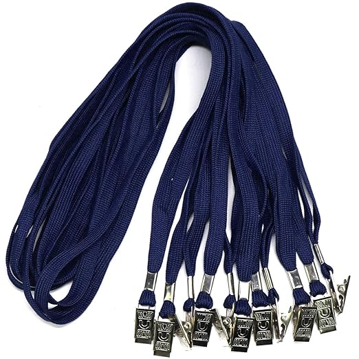 ID Card Flat Lanyard 14mm With Clip Navy Blue Colour / I Card Dori (Pack Of 100)