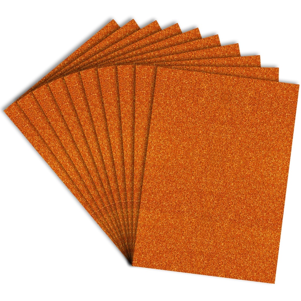 Glitter Foam Sheet A4 Orange Colour 2mm Thickness (Pack Of 10)