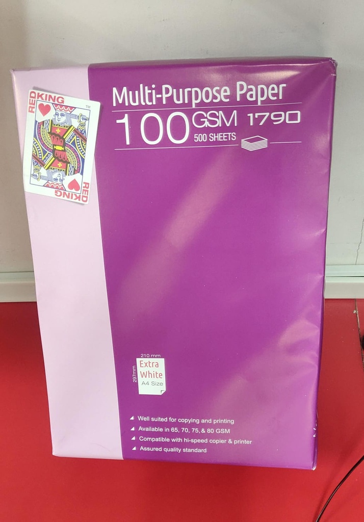 Redking Copier Paper A4 100 Gsm White Colour