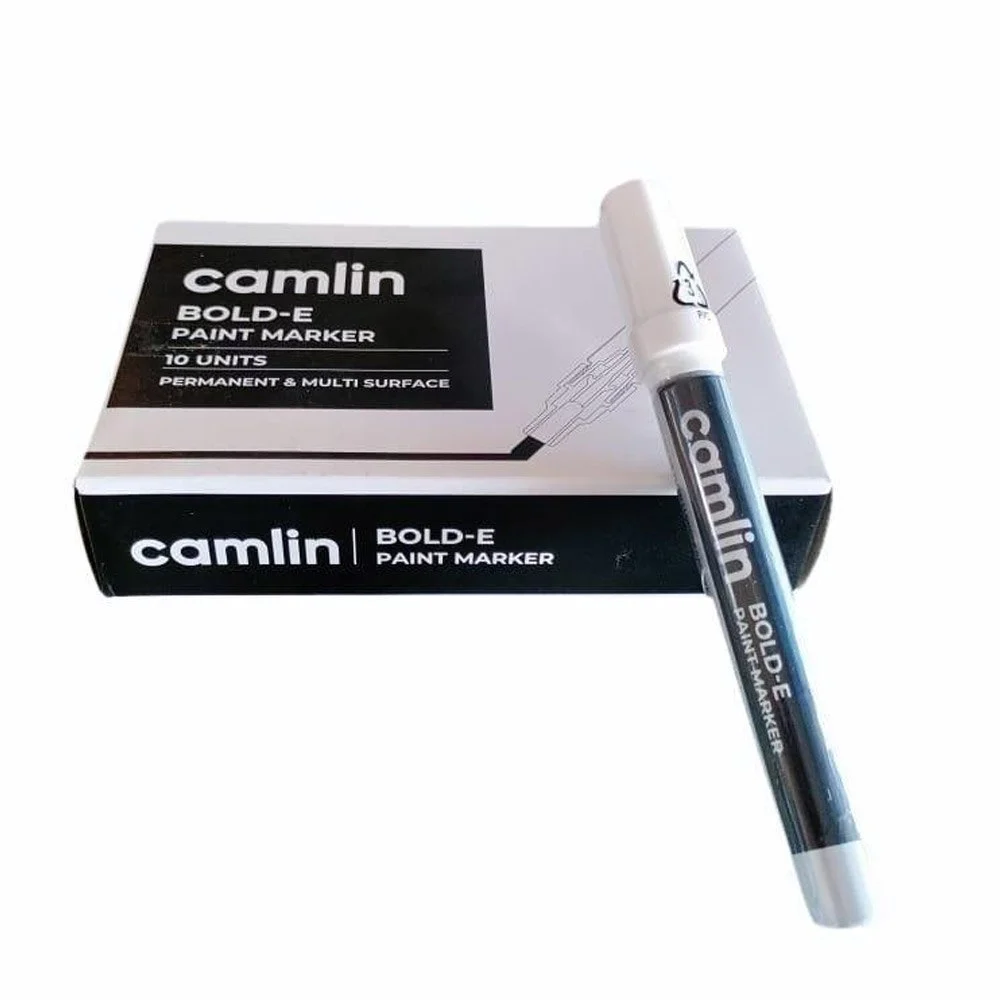 Camlin Bold-E Paint Marker Pen White Colour (Pack Of 10)