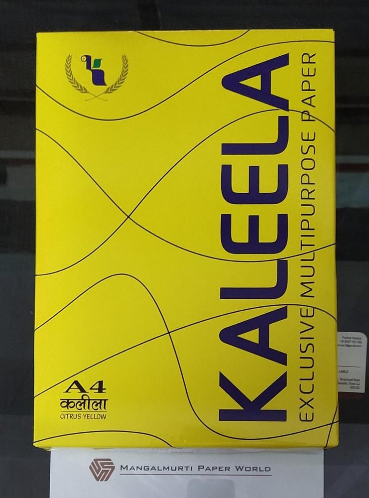 Kaleela Yellow Colour Copier Paper, A4 Size, 72 Gsm (500 Sheet,1 Ream)