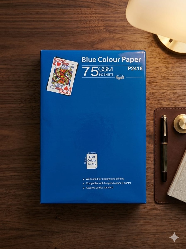 Redking Premium A4 Colour Copier Paper 75 GSM, 500 Sheets Vibrant Blue Color