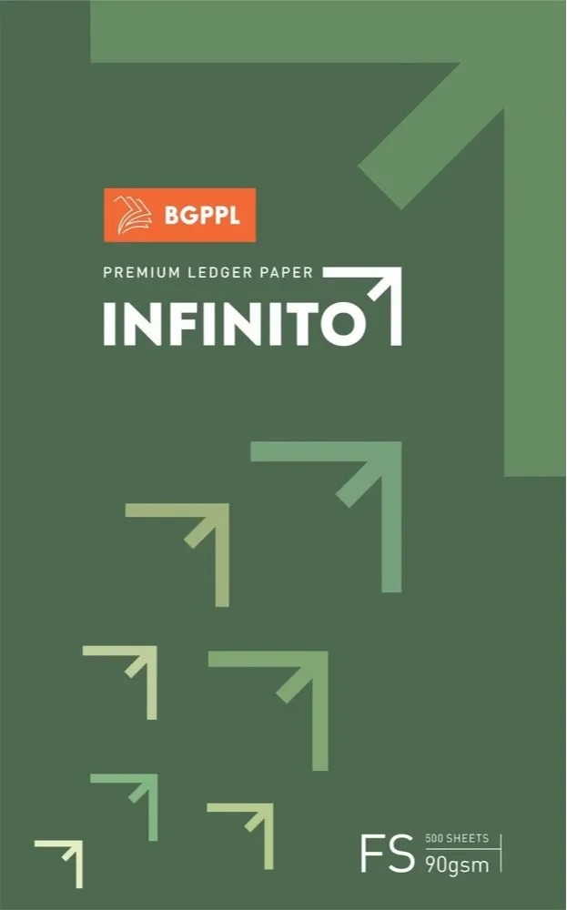 BGPPL Infinito Ledger Copier Paper, FS Legal Size, 90 Gsm, (500 Sheet,1 Ream) Light Green Colour