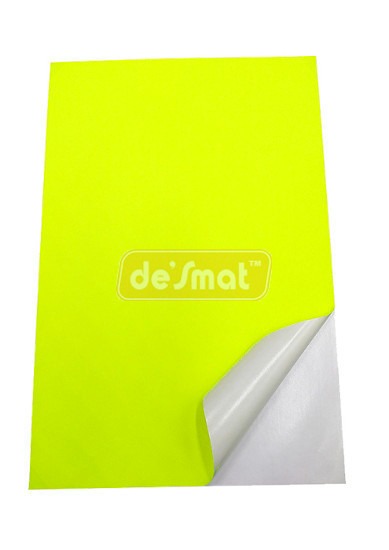 Desmat Fluorescent Sticker A4 Lemon Yellow Colour (Pack Of 75)