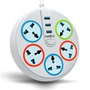 Frontech Power Connector with 3 USB Ports & 5 Universal Sockets (1.5 Meter Cable)