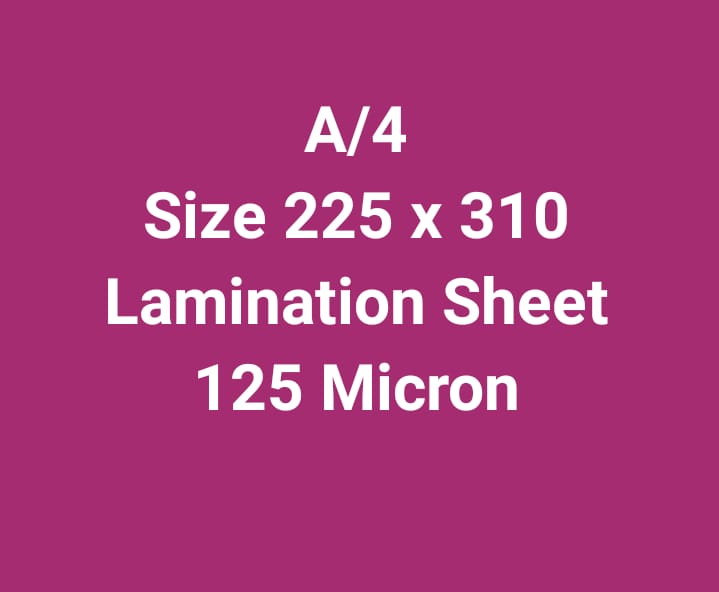 A4 Lamination 125 Micron 225x310
