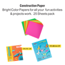 Origami Construction Pastel Craft Paper Mix Color-Pack of 20