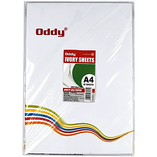 Oddy A4 Ivory Sheet 210 Gsm White Colour (Pack Of 25)