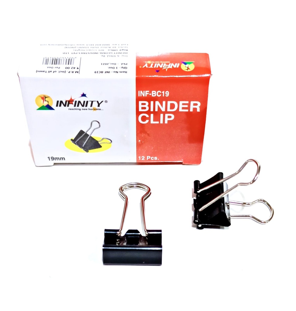 Infinity Binder Clip 19mm (Pack Of 12)