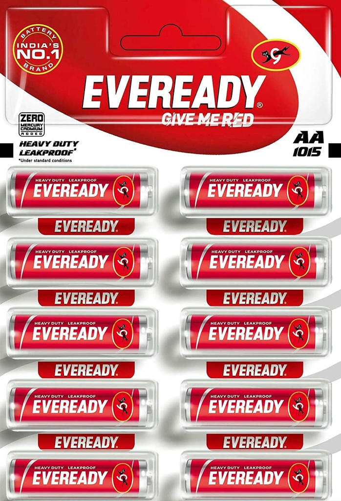 Eveready Battery Red AA 1015 (Pack Of 10)