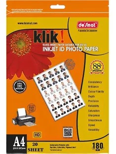 [P4408] Desmat Photo Paper Gloss A4 180 Gsm (Pack of 20)