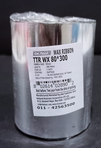 [P4350] TTR Wax Ribbon 80mmX300 Meter