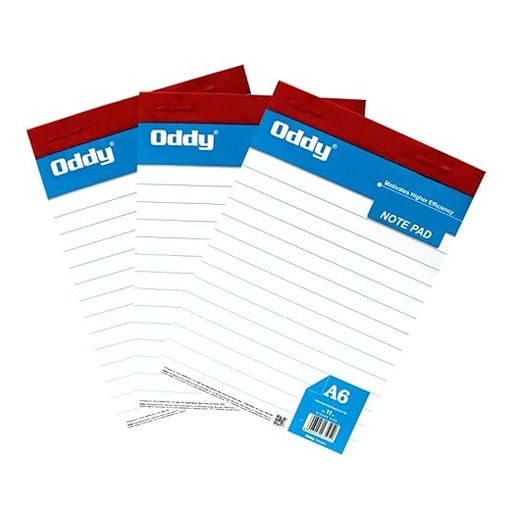 [P4650] Oddy Premium Writing Pad A6 (1/16) 80 Pages Rulled (Pack Of 5)