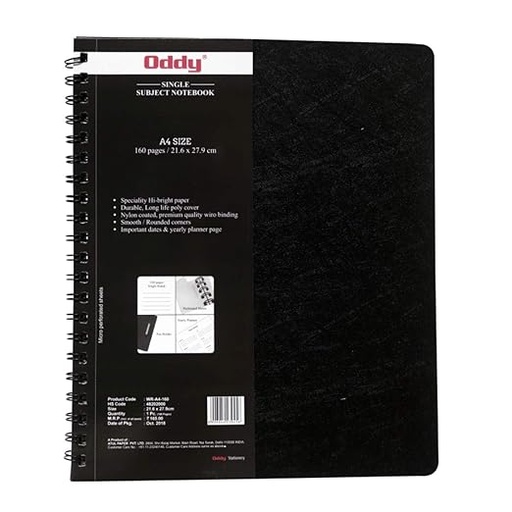 [P4686] Oddy Wiro Notebook / Subject Notebook A4 160 Pages (Spiral Diary)