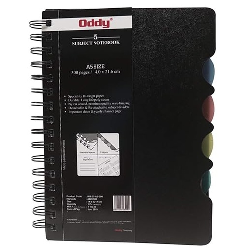 [P4688] Oddy Wiro Notebook / Subject Notebook A5 300 Pages (Spiral Diary)