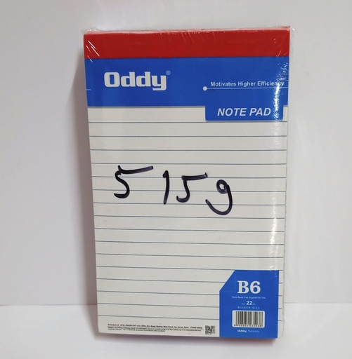 [P4652] Oddy Writing Pad/Note Pad-Pack Of 5