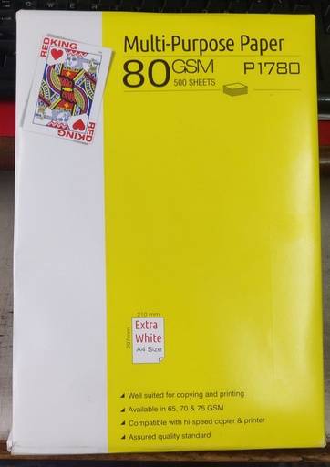 [P1780] Redking Copier Paper A4 80 Gsm (500 Sheet,1 Ream) White Colour