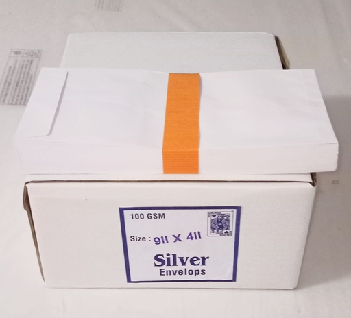[P2032] 9.5x4.25 Silver Cover/Envelopes 100 Gsm-Pack Of 100