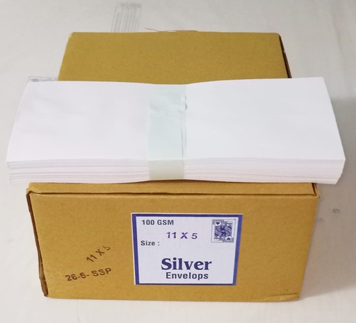 [P2034] 11x4.75 Silver Cover/Envelopes 100 Gsm-Pack Of 100