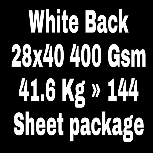 [P2366] White Back 28x40 400 Gsm 41.6 Kg