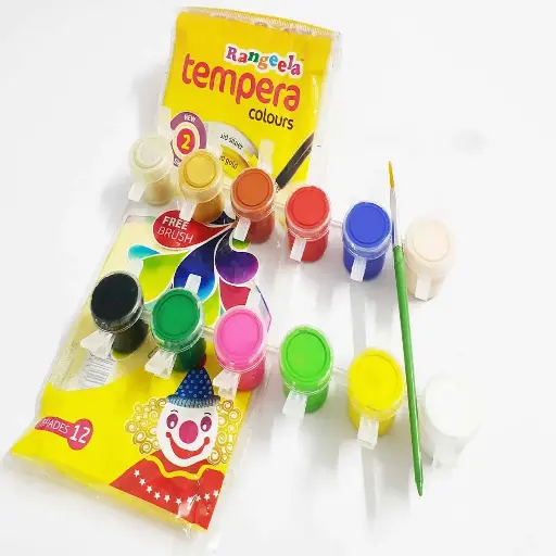 [P3388] Pidilite Rangeela Tempera Water Colours 12 Shades+1 Paint Brush