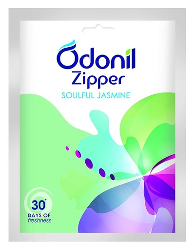 [P3818] Odonil Zipper Bathroom Air Freshener-Soulful Jasmine / 10g Instant & Long Lasting Fragrance