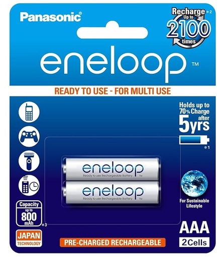 [P4288] Panasonic Rechargeable Battery AAA Pencil Cell (Pack Of 02)