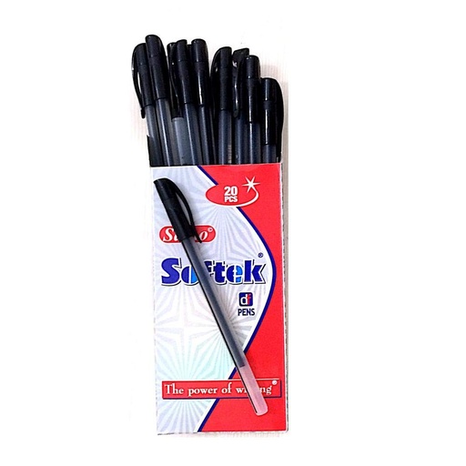 [P3341] Saino Softek Use & Throw Ball Pen Black Colour (Pack Of 20)