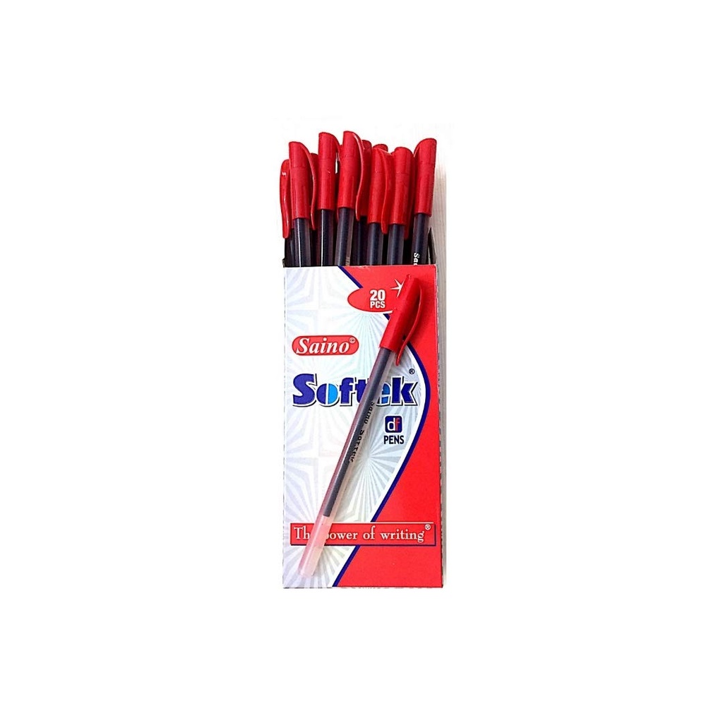 Saino Softek Use Throw Ball Pen Red Colour (Pack Of 20) SHRI