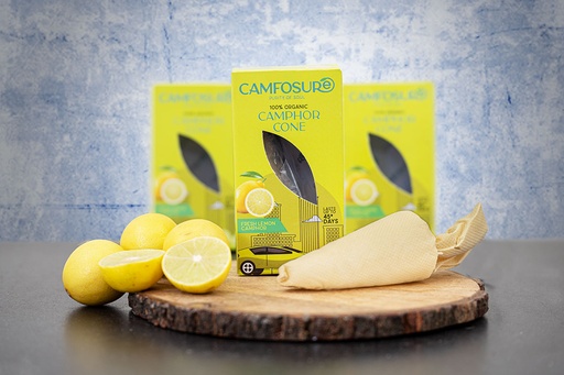 [P4912] Camfosure Fresh Lemon Camphor Cone (Air Freshener & Mosquito Repellent)