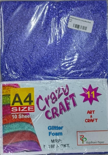 [P3969] Glitter Foam Sheet, A4 Size, Blue Colour, (1.5mm Thick -Pack Of 10) For Arts and Crafts, Scrapbooking, DIY Work, Decoration, Gift Wrapping.