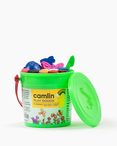 [P5136] Camlin Play Dough Assorted 12 Shades 156gm (Clay Tub)