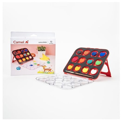[P5186] Camel ColorPad Water Colour Cake With Paint Brush-12 Shades