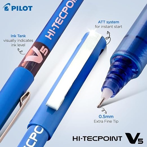 [P5293] Pilot Pen Hi-techpoint V5 0.5mm Blue Colour, Refillable Cartridge System
