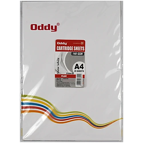 [P4727] Oddy Cartridge Sheet Plain Snow White A4 Size 140 Gsm-Pack of 25