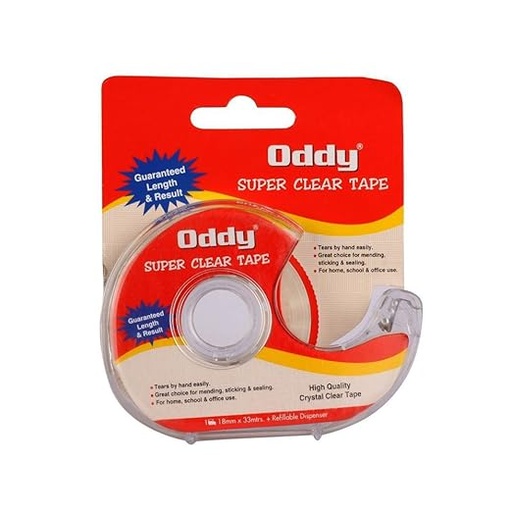 [P3228] Oddy Super Clear Stationery Tape 1 Inch With Dispenser