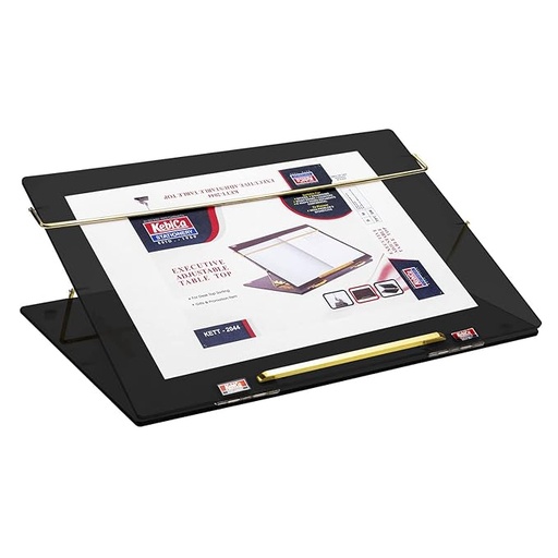 [P5400] Kebica Table Top Writing Desk Elevator Stand With Golden Metal Base With Adjustable Height PS Sheet 15x21 Inch 8mm Brass