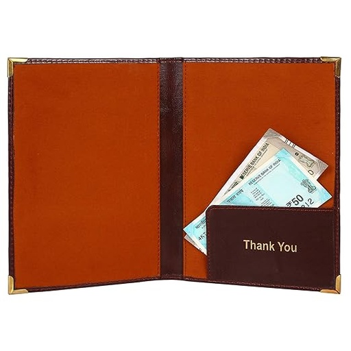 [P5434] Kebica Professional Leather Bill Folder for Restaurant and Hotel with Card and Receipt Holder (Size 6x9 Inch)