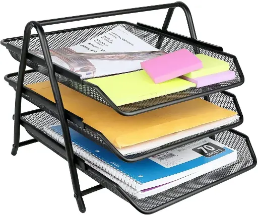 [P5446] Kebica Paper Tray, Mesh Wire Metal Document Tray Set of 3 Tiers