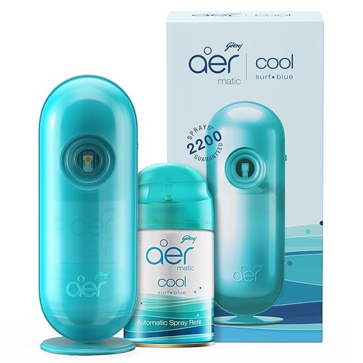 [P5592] Godrej Aer Matic Combo Kit (Machine+1 Refill) Cool Surf Blue