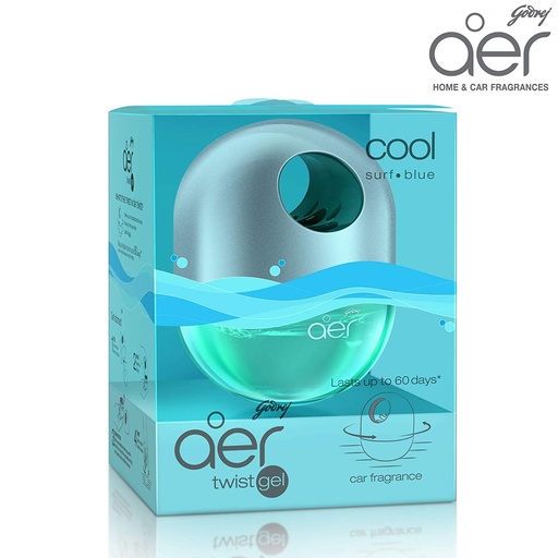 [P5610] Godrej Aer Twist Gel, Car Air Freshener-Cool Surf Blue 45g