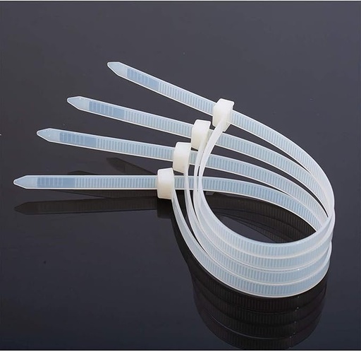 [P3804] Self Locking Cable Ties 2.5x200mm (Pack Of 100) White Colour 