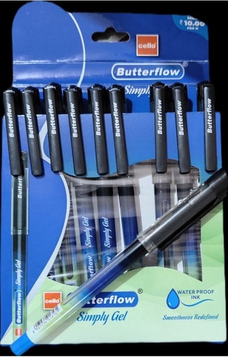 [P5822] Cello Butterflow Simply Ball Pen Black Colour 0.7mm (Pack Of 10)