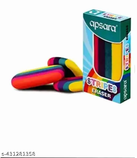 [P3366] Apsara Stripes Eraser, Coloured Non Dust Eraser (Pack Of 10)
