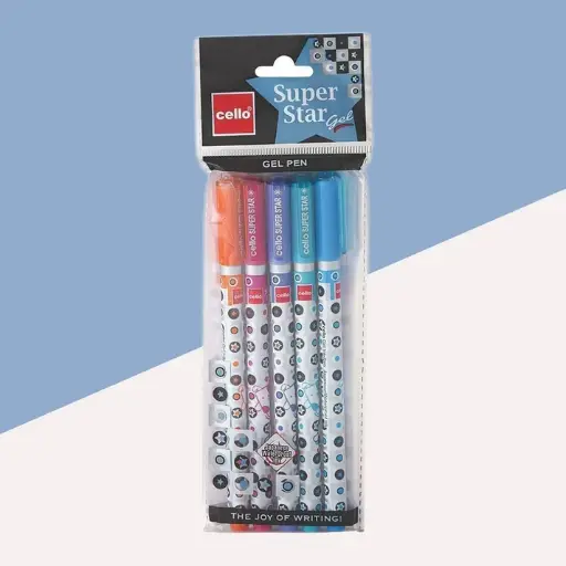 [P5808] Cello Super Star Gel Pen Blue 0.6mm (Pack Of 5)