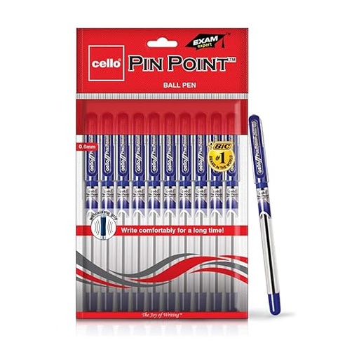 [P5872] Cello Pin Point Exam Expert Ball Pen Blue 0.6mm (Pack Of 10)