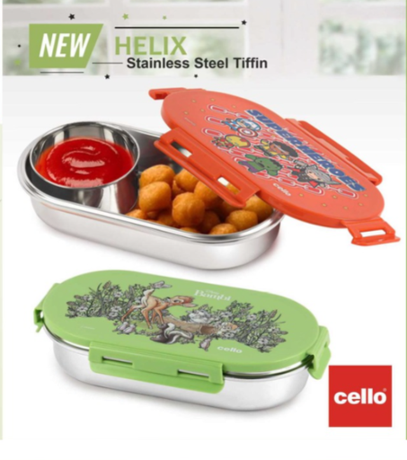 [P6046] Cello Helix Insulated Kids Lunch Box (Stainless Steel Tiffin)
