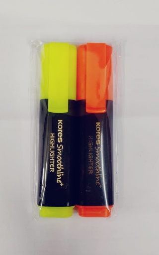 [P4220] Kores Highlighter Marker Pen (Pack Of 02) Yellow & Orange Colour
