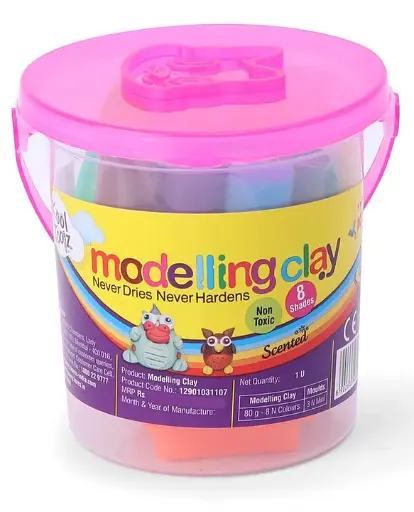 [P5130] Kores Modelling Clay Assorted 8 Shades Tub (80gm) with 3 Mini Moulds
